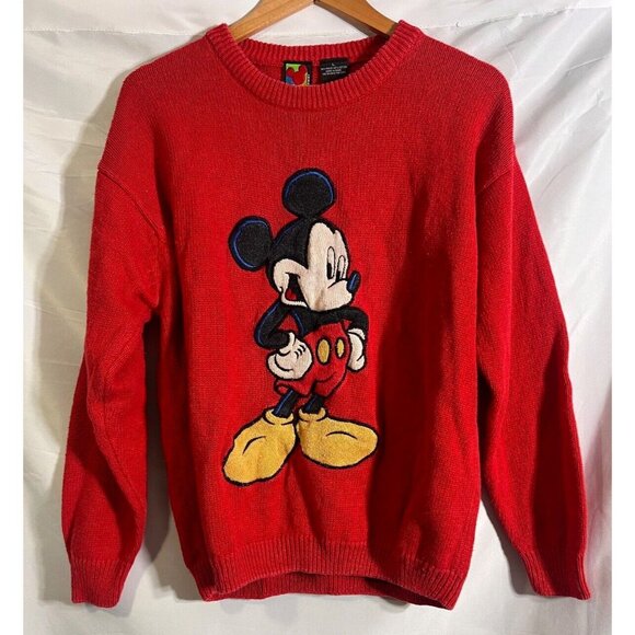 Mickey Unlimited Sweaters - Disney Mickey Mouse Sweater Sz L Red Disneyland